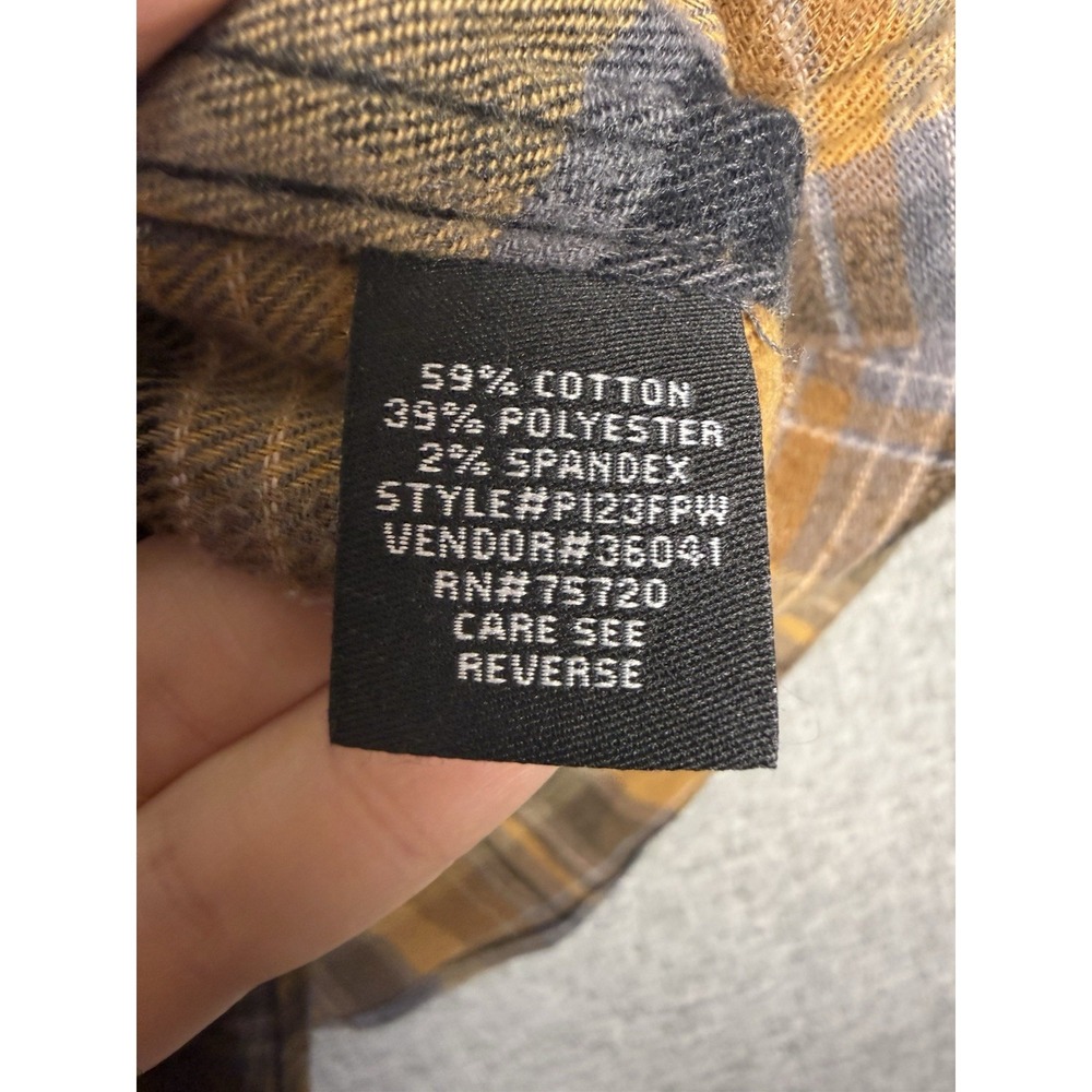 Outpost Makers Plaid Flannel Long Sleeve Shirt Yellow Orange Gray Black‎ 2XL/XXL - Picture 4 of 4